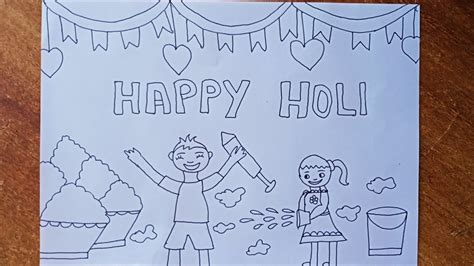 Easy Drawing Of Holi Festival Holi Drawing Very Easy Part 1 Pencil