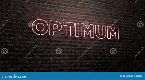 Optimum Realistic Neon Sign On Brick Wall Background 3d Rendered Royalty Free Stock Image