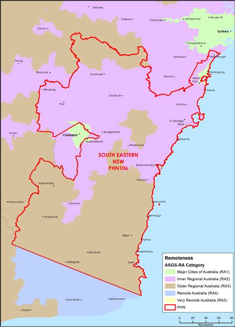 South Eastern New South Wales Primary Health Network Phn Map