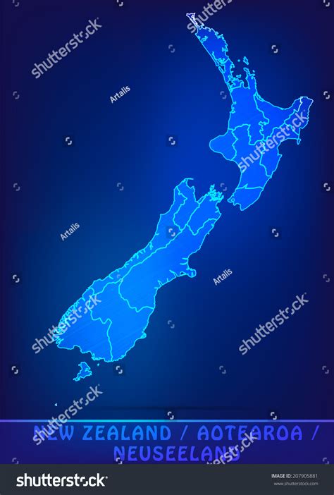 Map Of New Zealand With Borders As Scribble Stock Vector Illustration