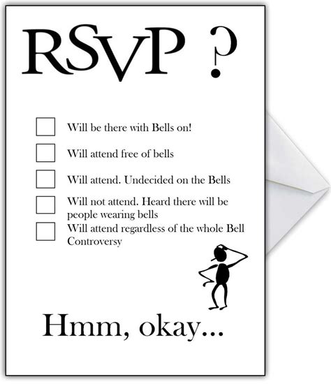 Funny Rsvp Card Ill Be There With Bells On That Card Shop