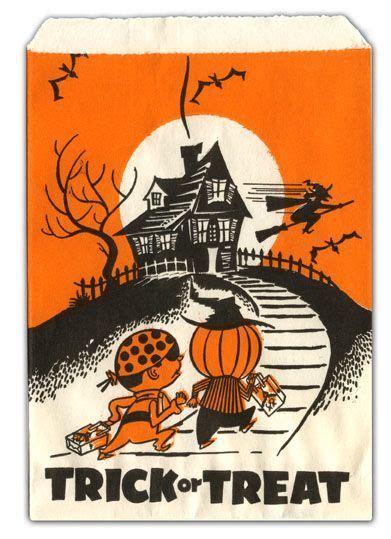 1960s Halloween Trick Or Treat Candy Bag Vintage Halloween Cards