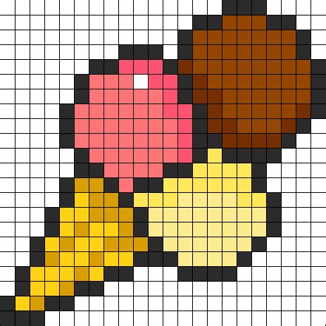 IceCream Cone Kandi Pattern Pixel Art Pattern Pixel Art Pixel Art Grid