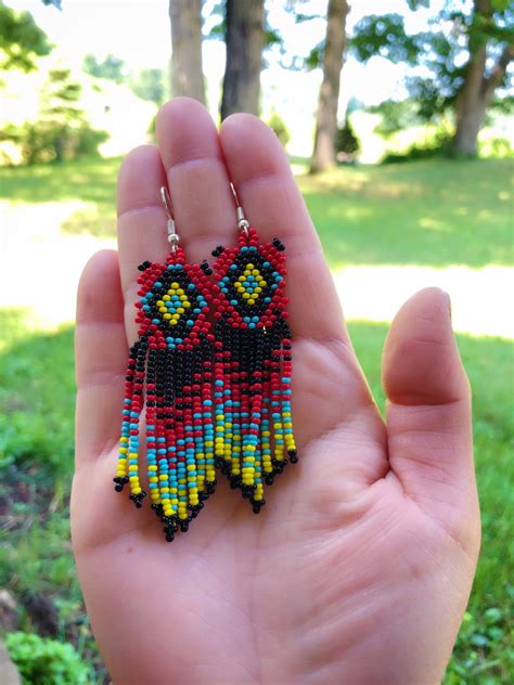 Native American Beaded Jewelry Set Necklace And Earrings Diamond
