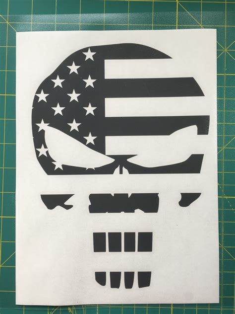 Punisher Skull With American Flag Vinyl Decal Sticker