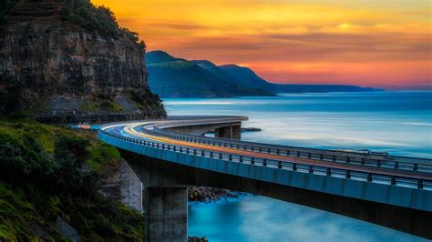 Sea Cliff Bridge Along Australian Pacific Ocean Coast Peapix