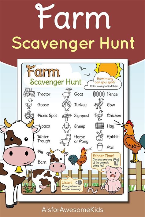 Farm Scavenger Hunt Kids Animal Park Treasure Hunt Children Outdoor