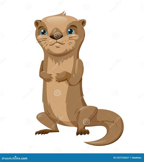 Cute Otter Character Standing Stock Vector Illustration Of Single