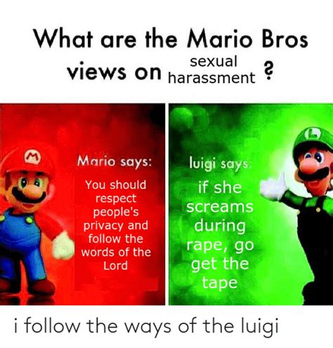 What Are The Mario Bros Sexual Views On Harassment Mario Says Luigi
