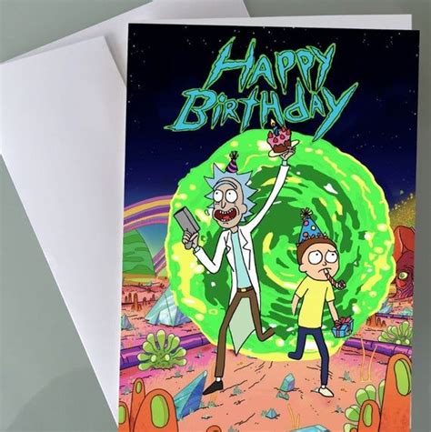 Rick And Morty Birthday Card Portal Funny Birthday Cards Etsy In 2021
