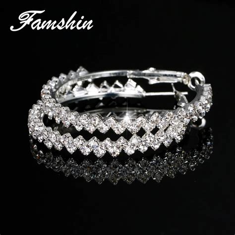 Famshin Brand New Design Fashion Charm Austrian Crystal Hoop Earrings
