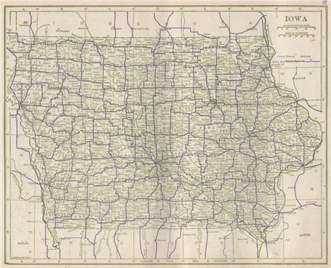 Kansas State Map Showing Railroads POATES Old Vintage Plan Chart