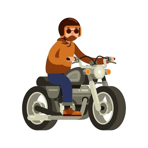 Premium Vector Man Riding Old Vintage Motorcycle In Flat Style