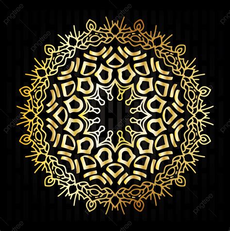 Gambar Ornamen Bulat Mandala Dekoratif Efek Cahaya Ramadan Emas