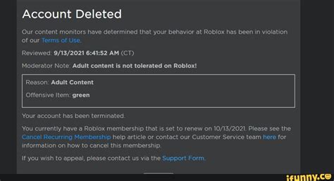 Account Deleted Our Content Monitors Have Determined That Your Behavior