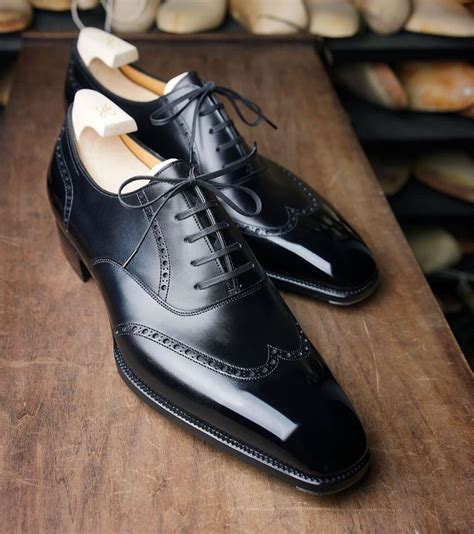 💬1 Handmade Oxford Mens Patent Leather Dress Shoes Black Leather