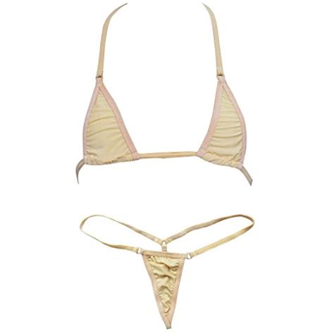 EVAbaby Womens Halterneck Micro Thong Bikini 2 Piece Swimsuit Mini Tie
