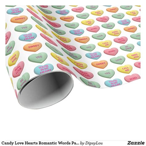 Candy Love Hearts Romantic Words Pattern Wrapping Paper Word Patterns