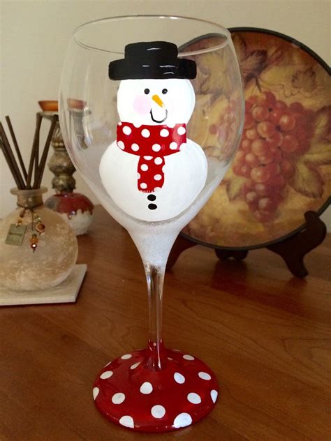 Frosty Snowman Wine Glass Etsy Christmas Wine Glasses Wine Glass