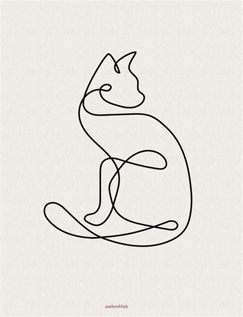 Minimalist Cat Illustrations Four Elegant One Line Cats Cat Art
