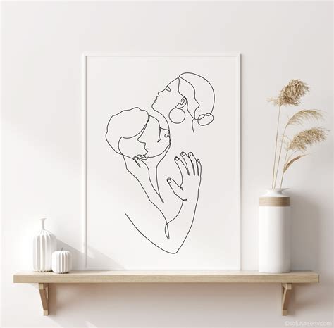 Couple Line Art Erotic Print Nudes Line Drawing Man Kissing Etsy