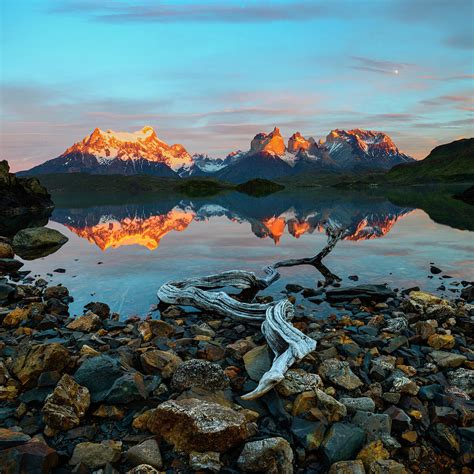 Towers And Central Massif Reflected At Sunrise Patagonia Photograph By