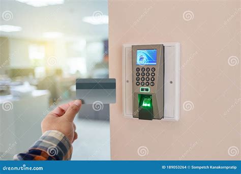 Electronic Key Card And Finger Scan Access Control System Stock Photo