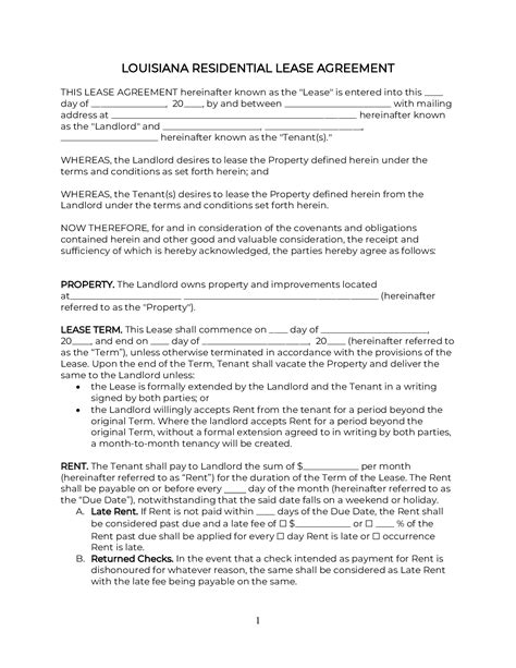 Louisiana Rental Lease Agreement Template 2023 Pdf And Doc