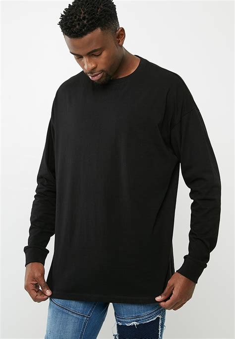 Plain Oversized Long Sleeve Tee Black Basicthread T Shirts And Vests