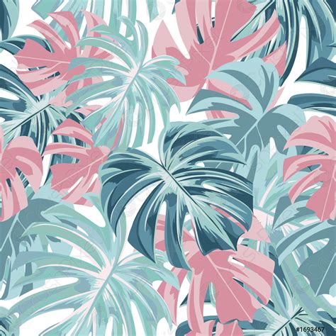 Floral Seamless Tropical Pattern With Leaves Stock Vector 1693467