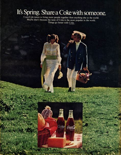 It S Spring Share A Coca Cola With Someone Ad 1969 Couple On A Picnic L