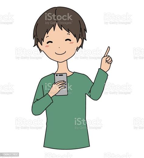 Ilustrasi Seorang Pria Memegang Smartphone Tersenyum Di Tangannya Dan