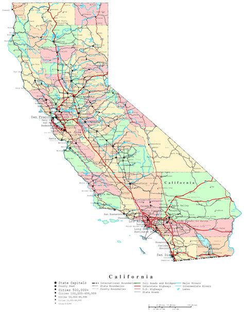 Laminated Map Printable Political Map Of California