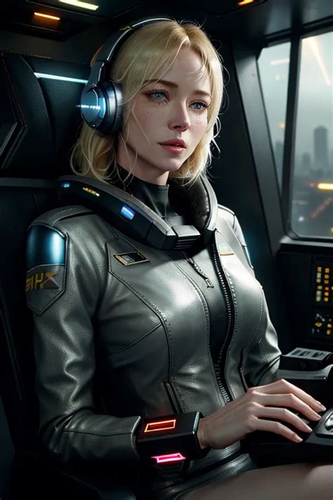 Dopamine Girl Cute Babe Blonde Babe Naomi Watts Freckles Cyberpunk Clothing Sci Fi