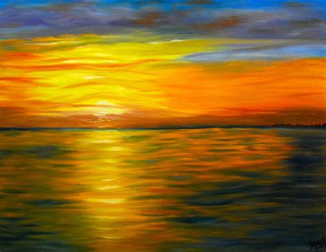 Ocean Sunset Oil Painting Images