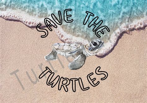 Save The Turtles Poster Etsy