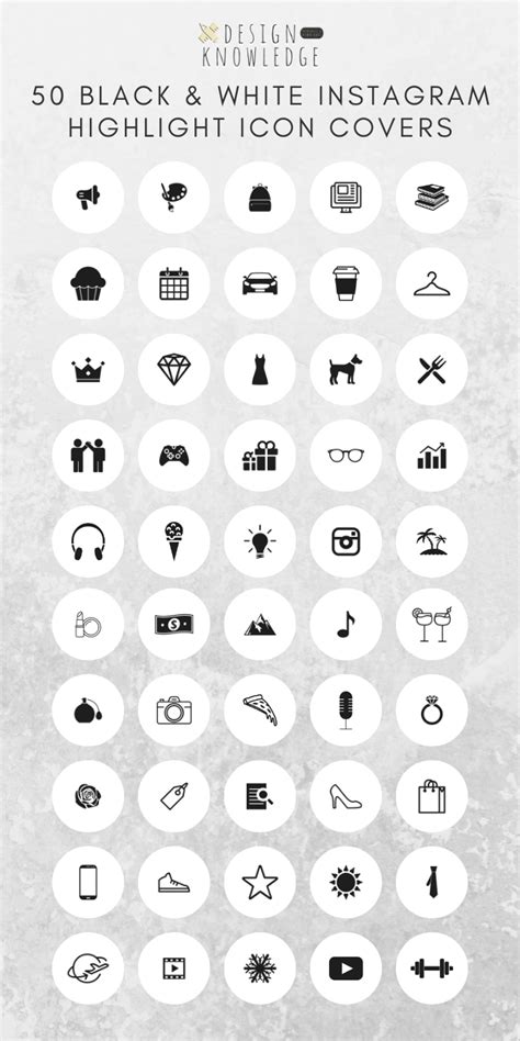 50 Instagram Story Highlight Icon Covers Black And White Etsy Black