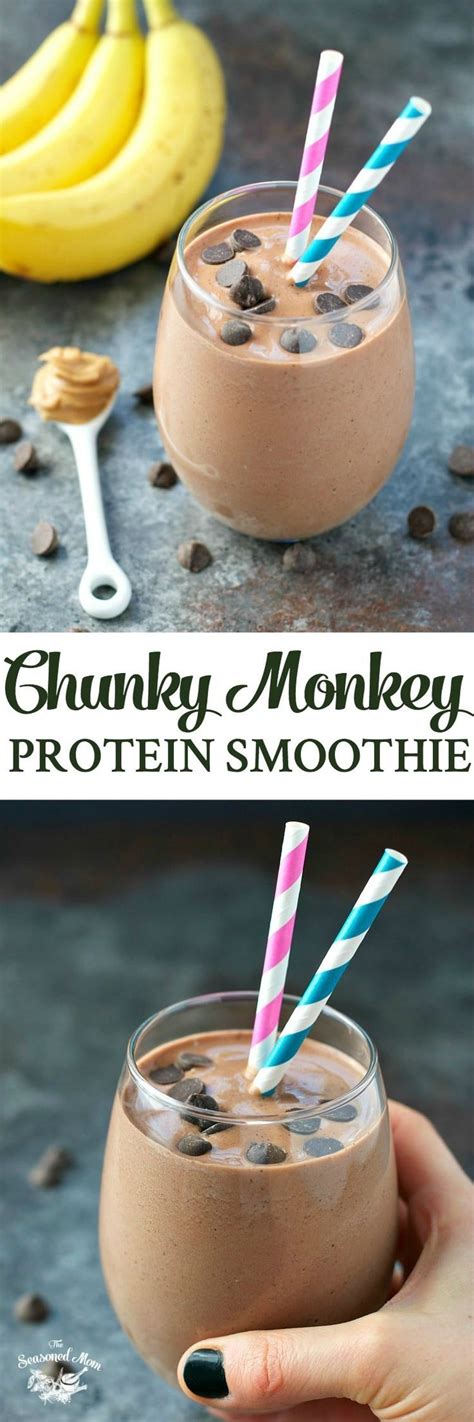 Chunky Monkey Protein Smoothie Recipe Protein Smoothie Food Shake