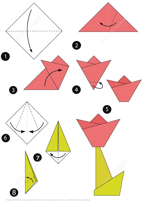 Origami Jak Zrobić Tulipana Krok Po Kroku Zabawki Z Papieru Do