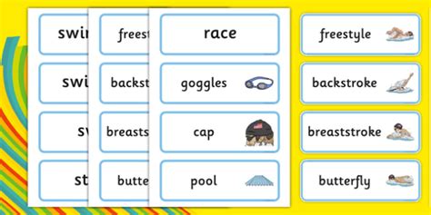 Free The Olympics Swimming Word Cards Teacher Made