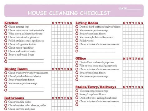 Printable House Cleaning Checklist Weekly Cleaning Checklist Etsy