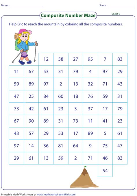 Composite Number Maze Worksheet With Answer Key Download Printable Pdf
