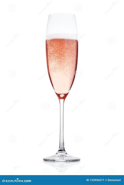 Rose Pink Champagne Glass With Bubbles Isolated Stock Image Image Of Glass Pink 133956571