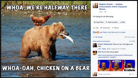 Chicken On A Bear Whoa Were Halfway There Know Your Meme