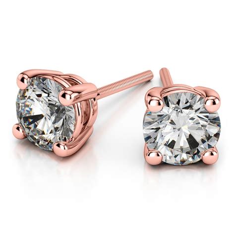 Rose Gold Diamond Stud Earrings 3 4 Ctw