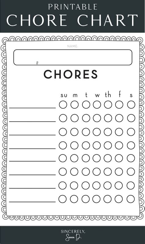 Home Chore Chart Printable