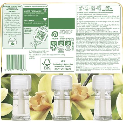 Air Wick Essential Oils Vanilla Plug In Diffuser Refill 21ml X 3 Pack