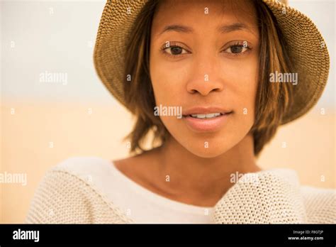 African American Woman At Beach Stock Photo Alamy