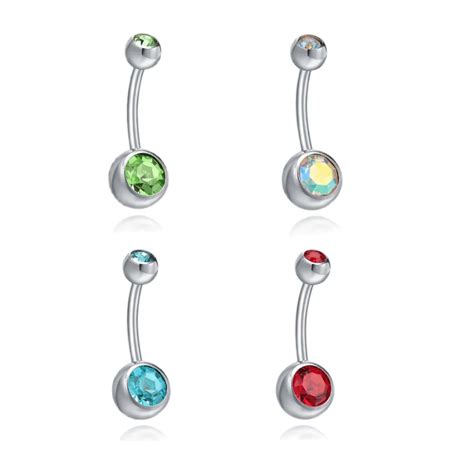 Pcs Stainless Steel Crystal Navel Piercing Sexy Belly Button Rings