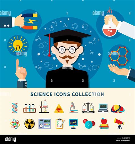 Sciences Banner And Icons Collection Set Of Scientific Experiments For
